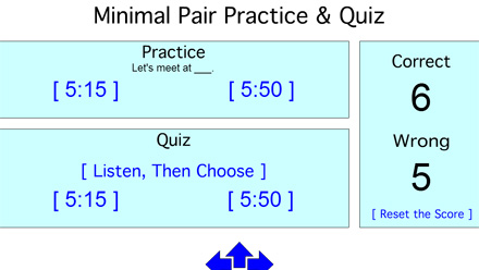 Pronunciation practice of minimal pairs